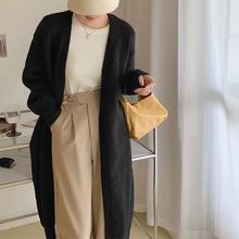 针织开衫女秋冬2025年温柔慵懒风宽松加厚中长款过膝毛衣女外套