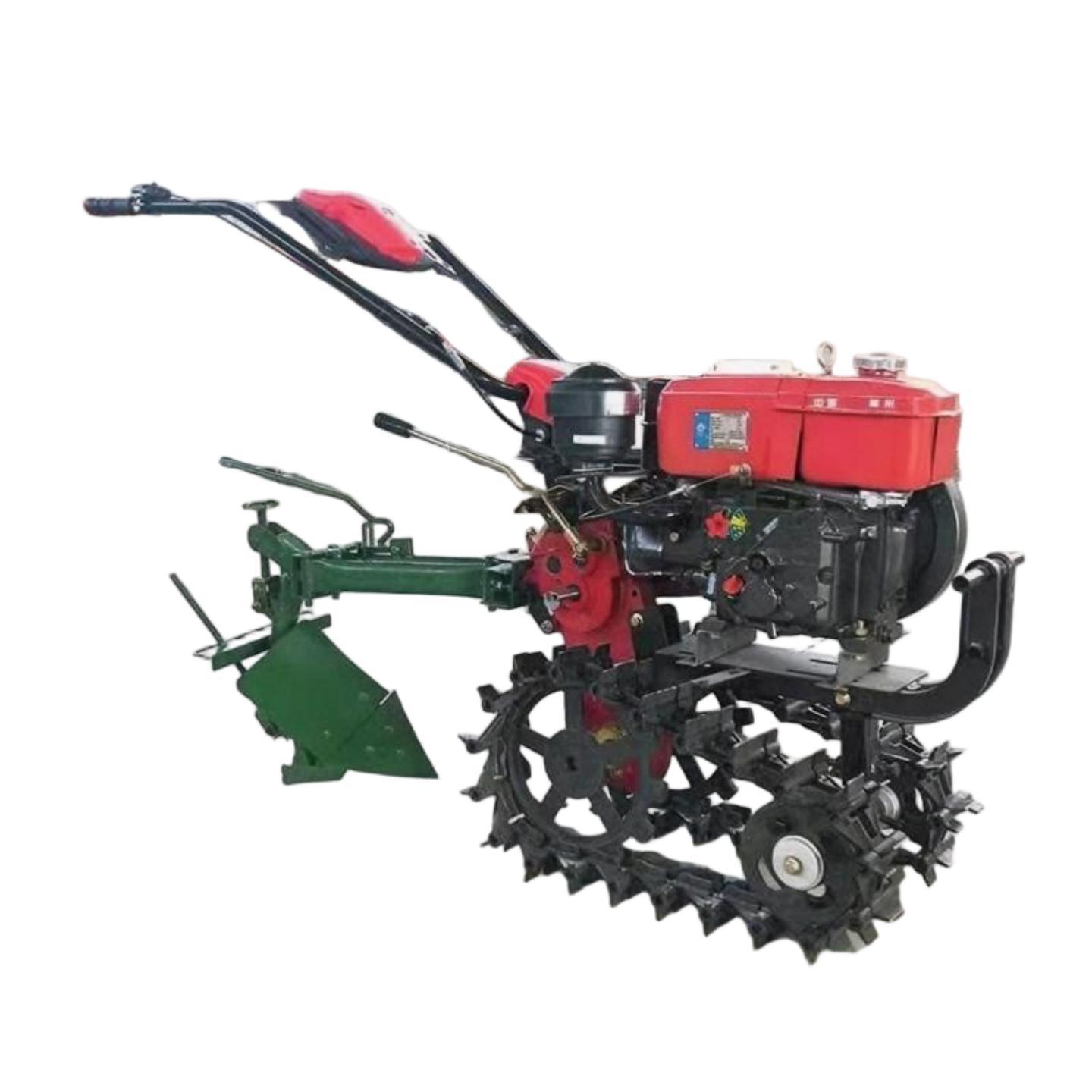 Mini-cultivadora multifuncional para zanja, fertilización y desherbación diesel Red Bull doble cadena pista de arroza tierra dura de montaña