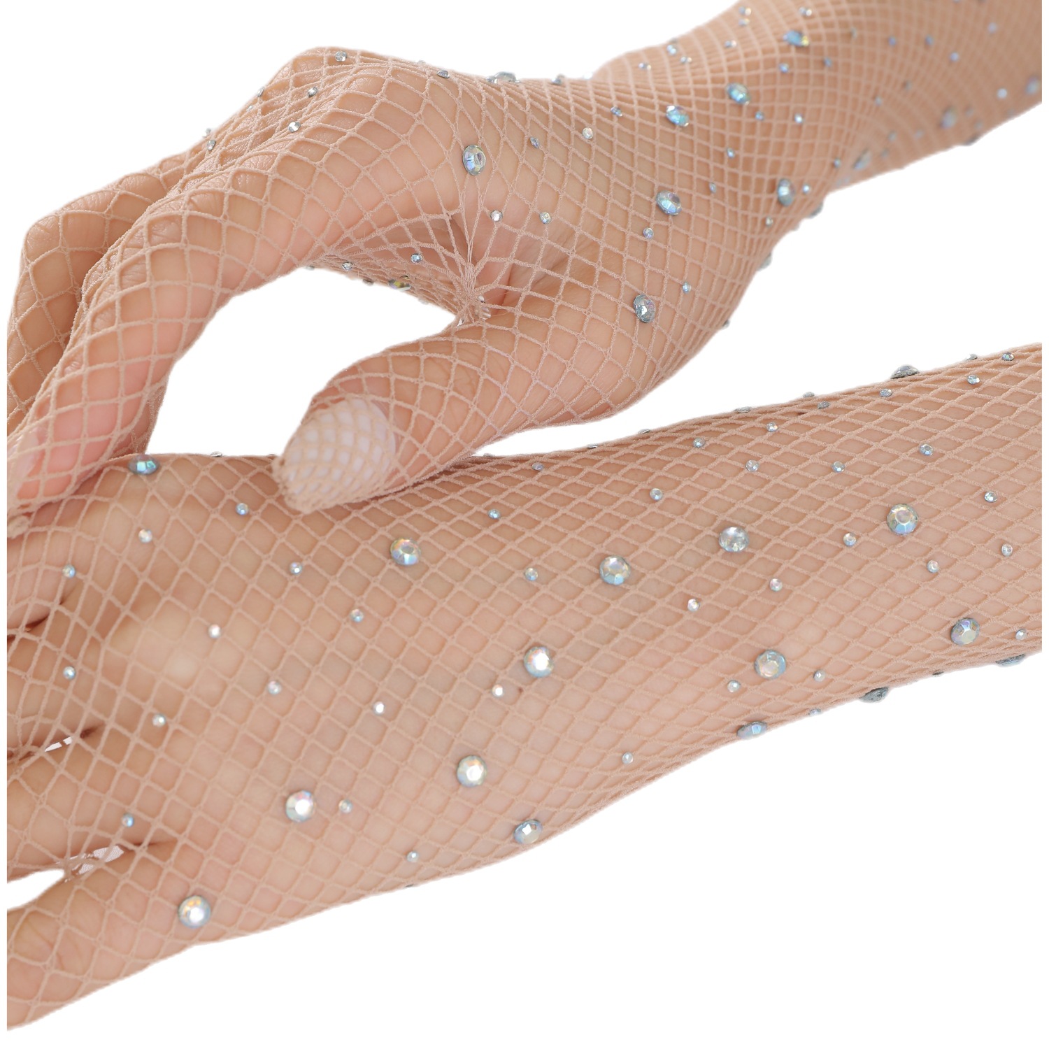 Guanti decorativi per la danza delle donne elastiche divertenti della rete da pesca sexy della discoteca della maglia del diamante caldo di nuova moda_voghion.com