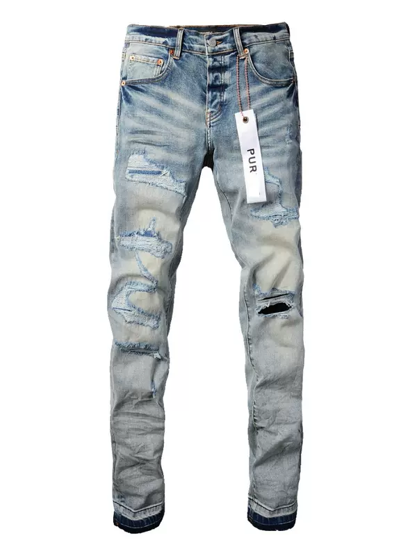 Cross-border American fashion brand spring/summer new European and American street style designer ripped slim-fit versatile men's jeans