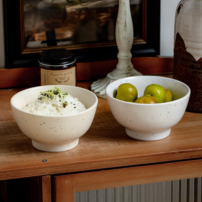 Tacos de arroz mate retro de alto valor de tinta, tazón de cerámica, tazón de postre, exportación transfronteriza