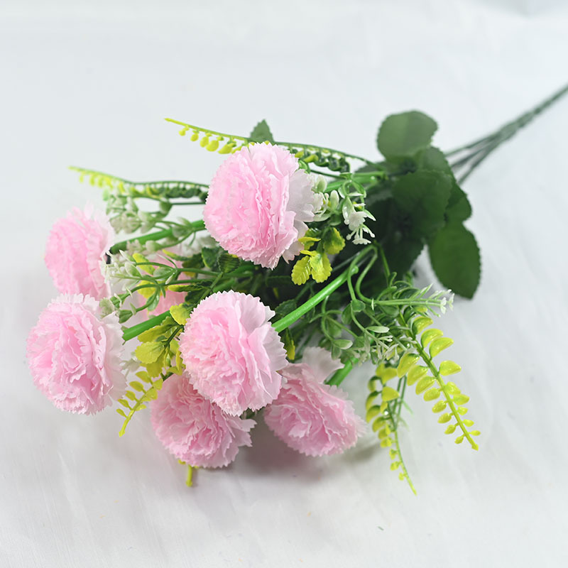 7 flores de claveles simuladas regalo del día de la madre del día del maestro decoración de bodas para el hogar props de disparo flores falsas