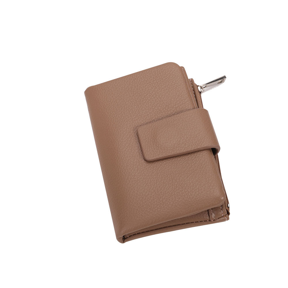 2025 Europa y los Estados Unidos nueva cartera de mujer alta sensación simple PU litchi doble doble cartera multifuncional en una cartera