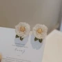 小众山茶花银针耳环