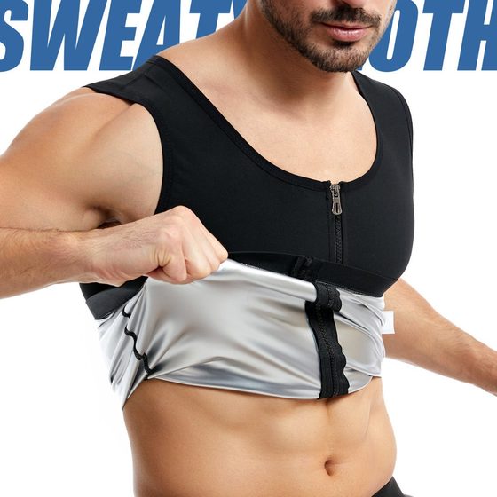 Cross-border Men's Sports Fitness Body Shaping Sweating Zipper Vest Sauna Sweating Waist Sweating Vest
