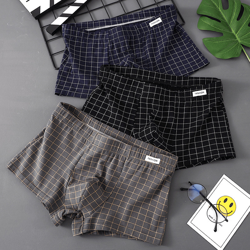 Adong Men's Boxer Briefs Men's Boxer Shorts Youth Personality Plaid Shorts Underpants