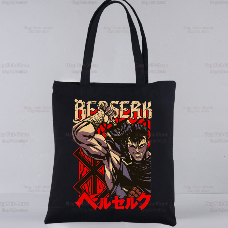 Berserk agallas espada estilo leyenda impreso bolsa de lona Harajuku bolso de hombro de moda bolsa de compras portátil AliExpress
