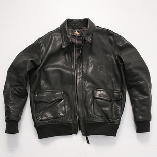 New A2 Air Force Flight Suit Genuine Leather Jacket Men's Asian Slim Short First Layer Vegetable Tanned Cowhide Leather Jacket