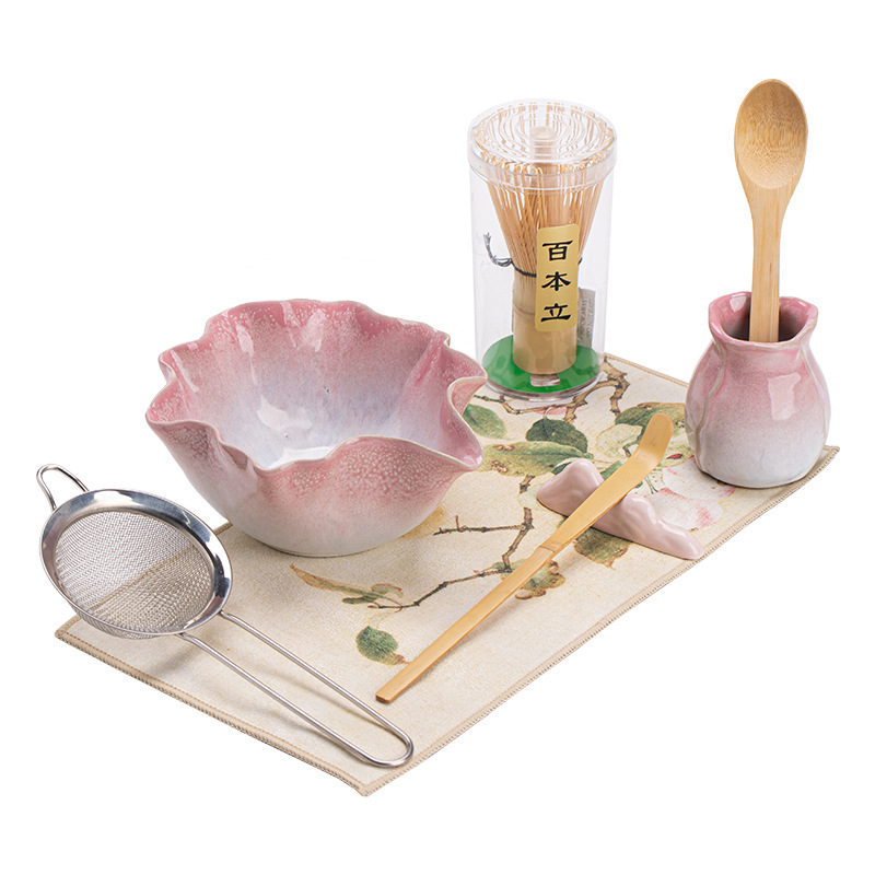 Conjunto de matcha de cerámica de huayun cuatro piezas conjunto horno punto cambiante tazón de té taza de té 100 tazas de té matcha herramienta de té vertical