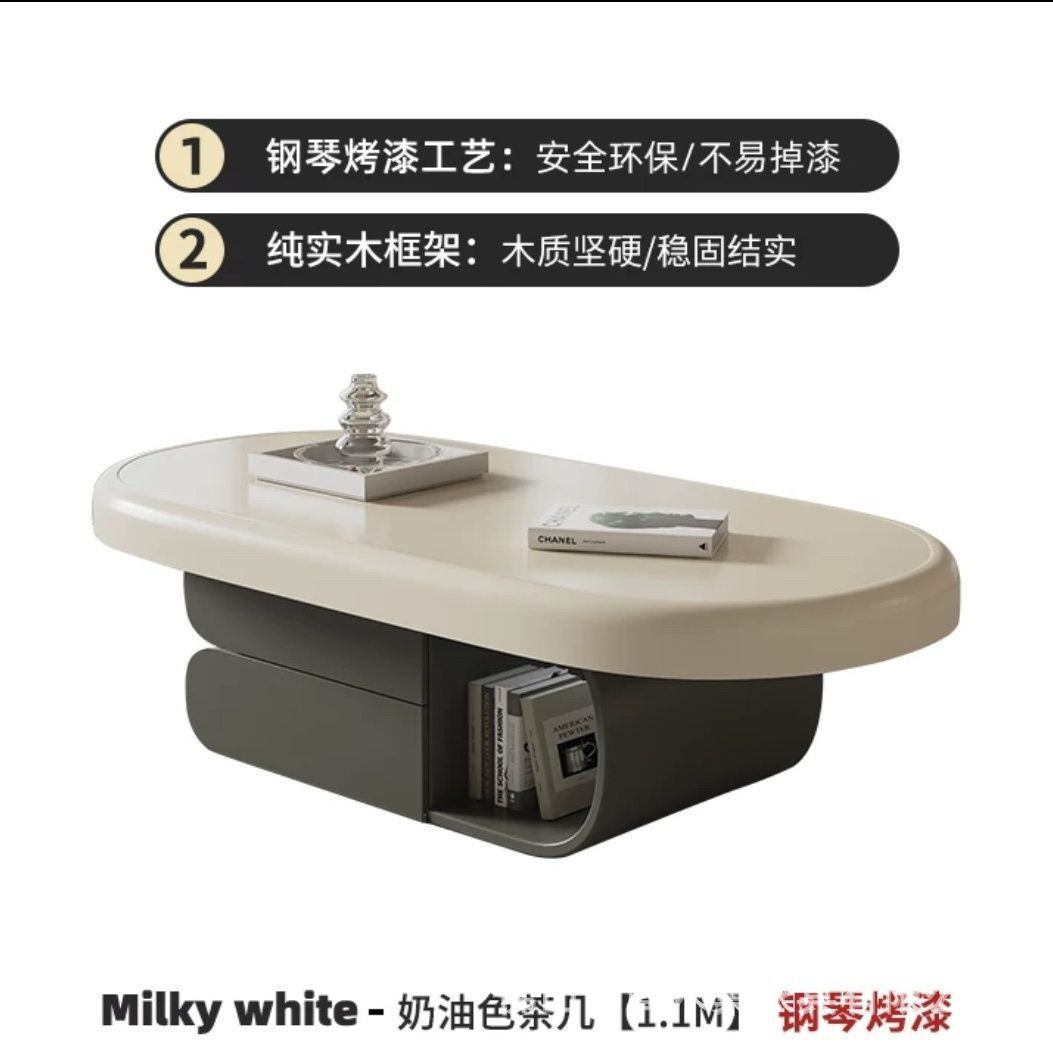 블랙 캐비닛 + 크림 화이트 1.1m 커피 테이블 완성