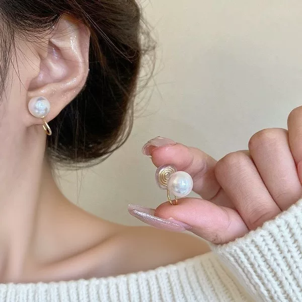Mosquito Coil Silicone Pearl Ear Clips, Non-Pierced Earrings, Korean and Japanese Style, Simple and Elegant, High-End Feel, Ear Studs, No-Pierce Earrings