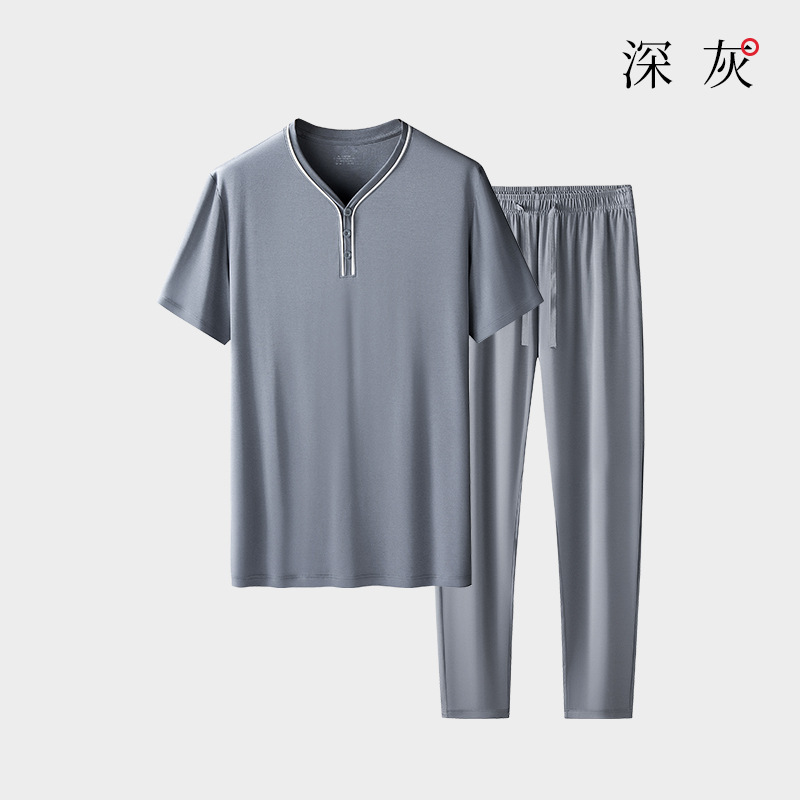 80 pijamas modales de doble cara para hombre de primavera y verano, pantalones de manga corta, estilos delgados, ropa de hogar en stock