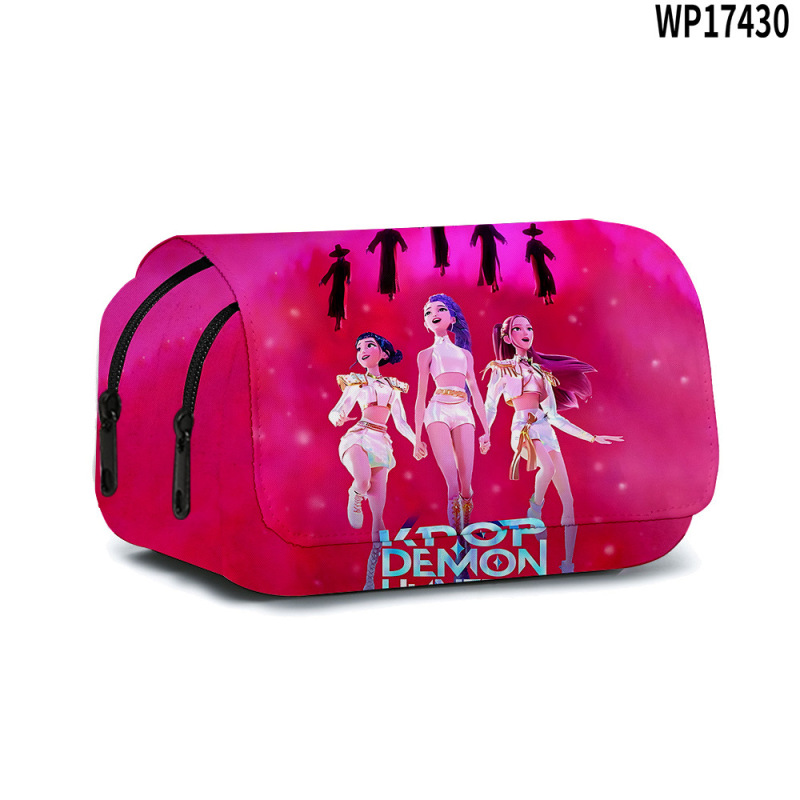 3D新品跨境电影  K-POP 猎魔女团双层翻盖笔袋儿童文具|undefined