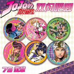 JOJOの奇妙な冒険PETダブルフラッシュバッジ空条承太郎ジョルノ75レーザー胸章谷子