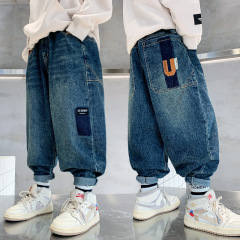 兒童裝男童春裝褲子2024新款春秋款運動男孩長褲中大童春季牛仔褲