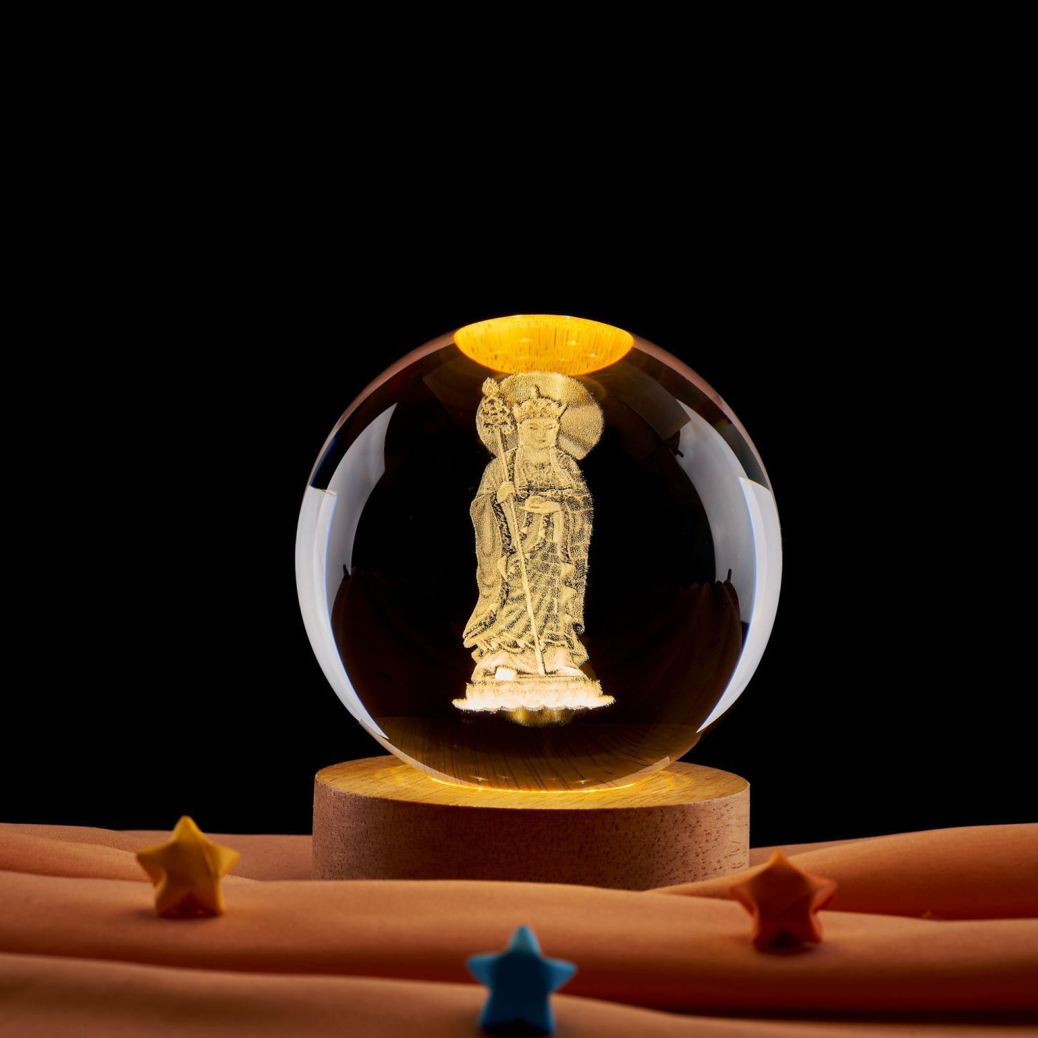 Lámpara de noche de bolas de cristal de loto Zen creativo chino decoración de escritorio decoración del gabinete de entrada decoración del dormitorio regalo