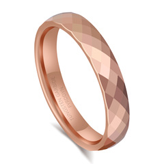 タングステン金薔薇金色4mm幅菱型男女指輪光板シンプル小衆指輪高颜値タングステン鋼尾戒
