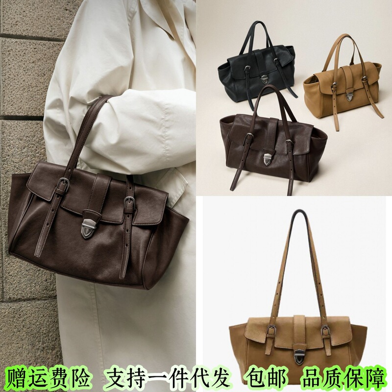 Qiu Zhen's New Baguette Briefcase, Vegetable-Tanned Sheepskin Genuine Leather Casual Work Commuter Handbag Shoulder Bag for Women Qiu Zhen's New Baguette Briefcase, Vegetable-Tanned Sheepskin Genuine Leather Casual Work Commuter Handbag Shoulder Bag for Women