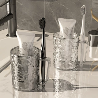 冰川纹漱口杯欧式透明牙刷杯高级感家用洗漱杯儿童牙杯牙膏牙刷杯