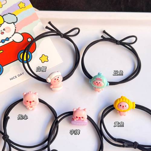Cute little beaver hair rope ins girl hair rope couple rubber band cartoon ins style silk fish sweet hair tie hair accessories