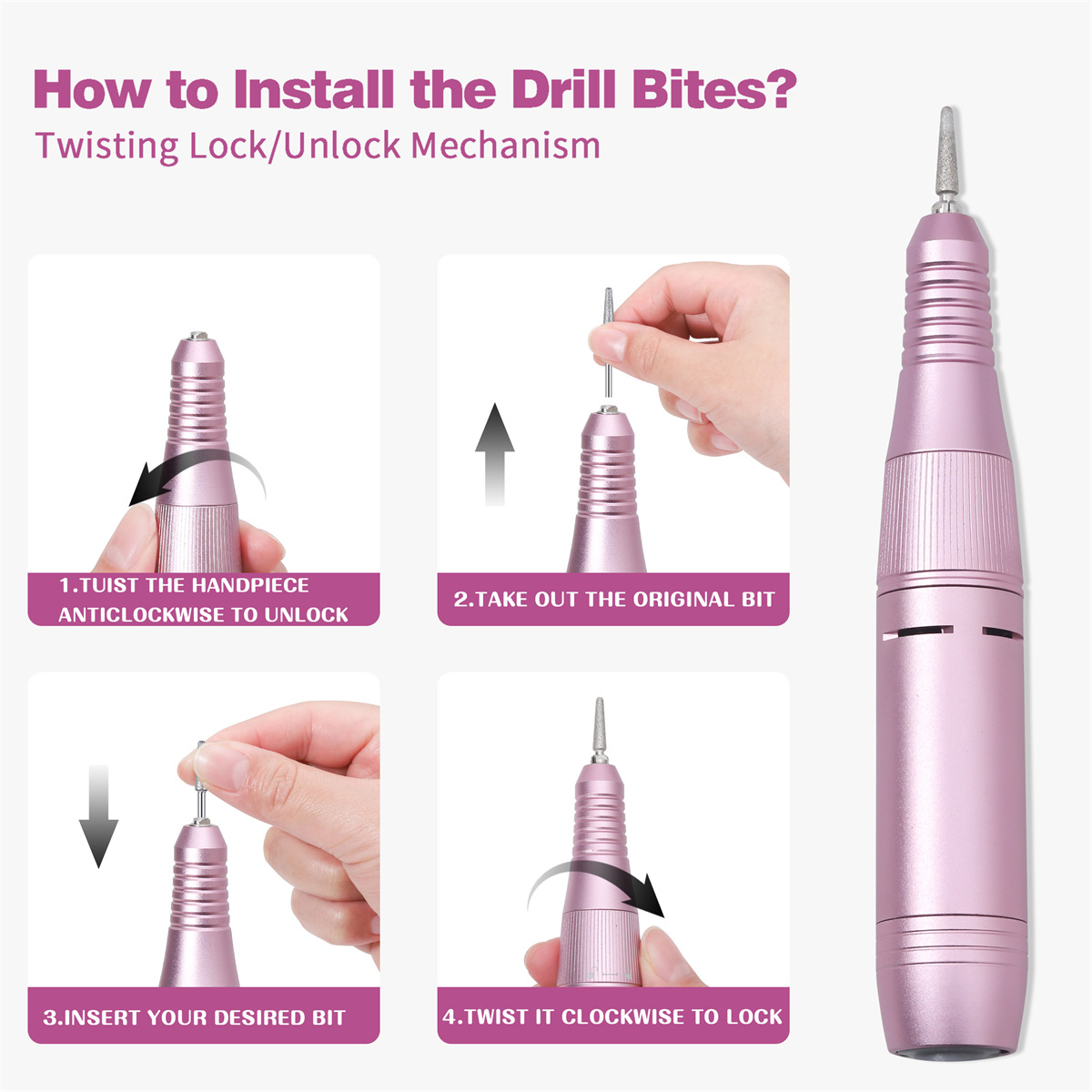 Lijadora de uñas de almacenamiento eléctrico especial transfronteriza 45000 rpm removedor de uñas eléctrico portátil con base