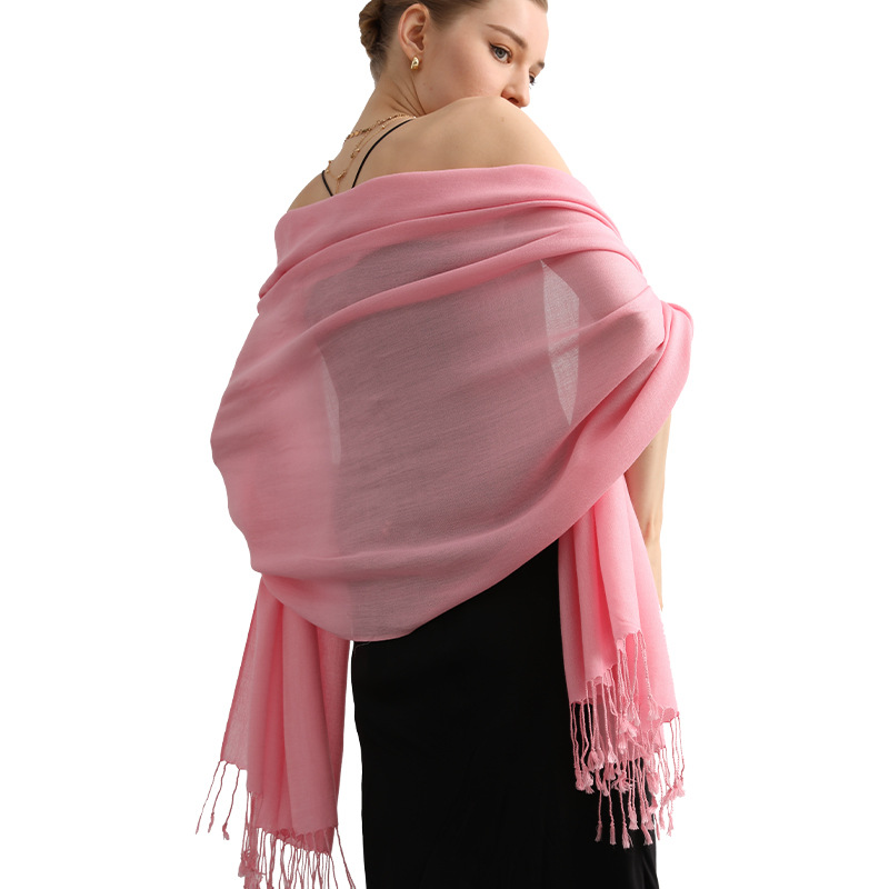 Chal de aire acondicionado de lana Decaijia para mujer, calidez de primavera y verano, bufanda de gama alta de color sólido de todo fósforo, bufanda de aire acondicionado de oficina