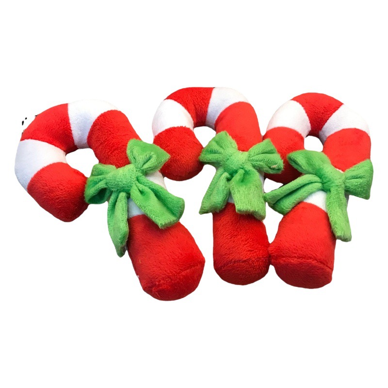 Juguete sonoro para perros, juguete de Navidad para mascotas, bastón de caramelo para gatos, peluche para cachorros pomerania, juguete masticable duradero para la dentición de mascotas