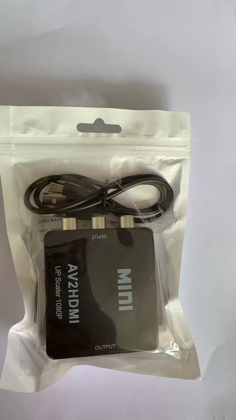Преобразователь AV в HDMI мини AV в HDMI, конвертер высокой четкости видео AV2 HDMI, маленький белый корпус