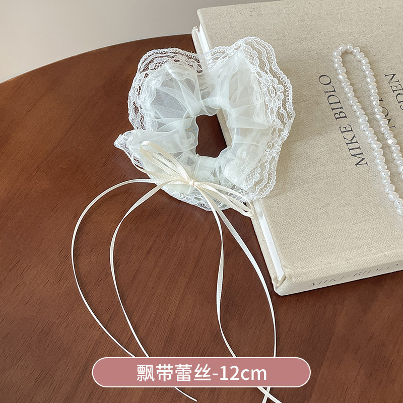 韩风高弹力蕾丝大肠发圈女耐用大方巾头饰皮筋发绳高级感头花发饰|undefined
