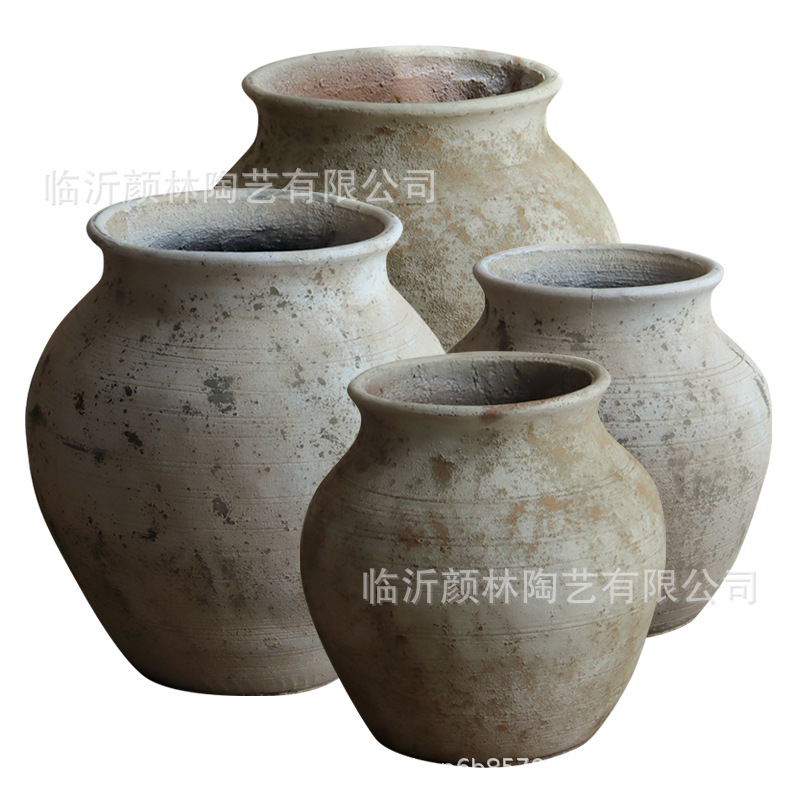 Antigüedad de cemento blanco vasijas de cerámica balcón decoración del hogar suelo verde vasijas de plantación del centro comercial diseño de decoración del hotel paisajismo