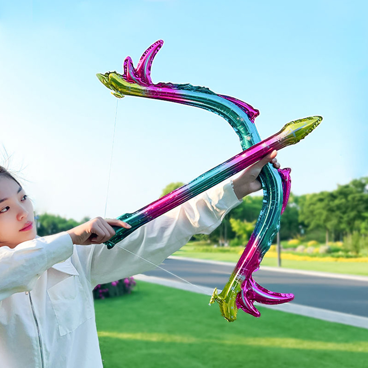 Globo puesto para niños nuevo arco y flecha globo de juguete para niños noche mercado parque puesto empujar globo de película de aluminio