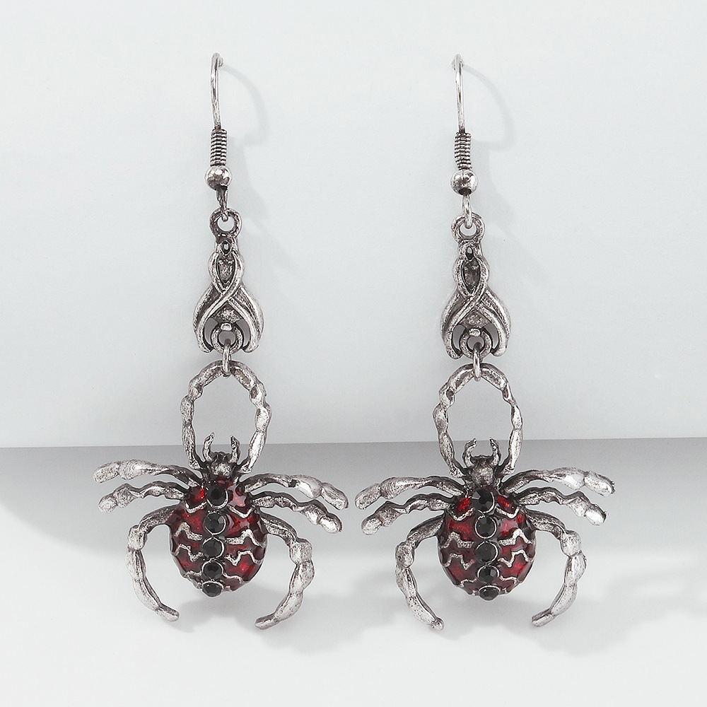 22g Weight No Inlaid Inlay Material Earrings Classification Housewarming, Anniversary, Business, Wedding, Travel, Birthday, Festival Occasion Alloy Material Halloween Festival Geometric Pattern Women'S Gender Fashion Style Halloween New Spider Geometric Alloy Diamond Earrings Wholesale Nihaojewelry 29
