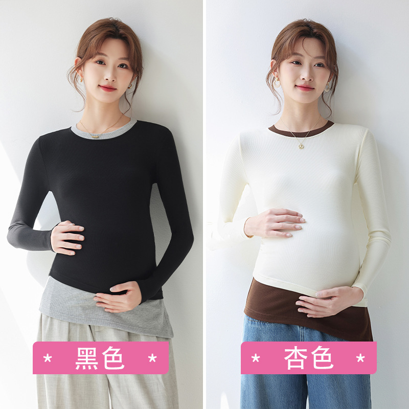 【一件代发】孕妇打底衫外穿长袖上衣怀孕期内搭t恤秋孕期秋衣672|undefined