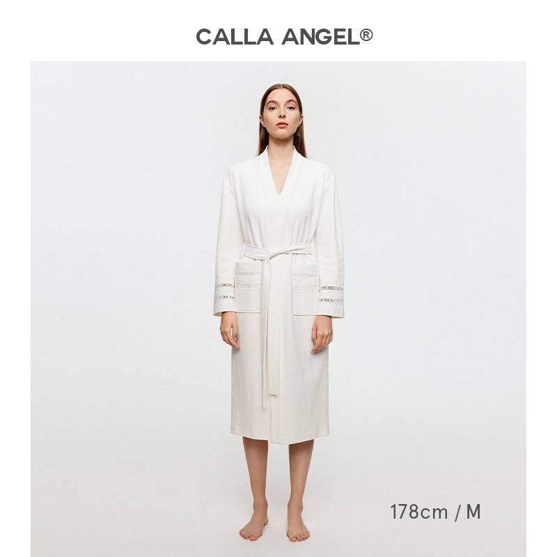 M3AOCALLAANGEL PURE COTTON BATHROBE 여성용 얇은 봄과 여름 부드러운 흡수성 와피 잠자리를위한 빠른 건조 목욕 가운
