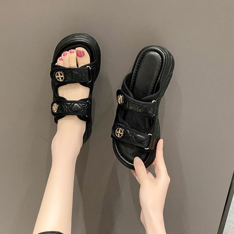 Chunky soled sandals and slippers 2023 spring and summer, new influencer women's styles, versatile summer outerwear, fairy style_voghion.com