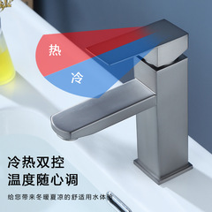Gun Grey Stainless Steel Bathroom Vanity Wall-Mounted Sink Retro Dual-Temperature Faucet Home Use