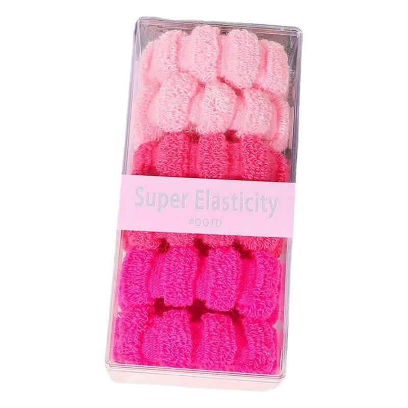 Banda para el cabello anillo de toalla elástico alto banda para el cabello sin costuras gran cabeza gruesa cuerda en caja banda de goma Simple color caramelo verano