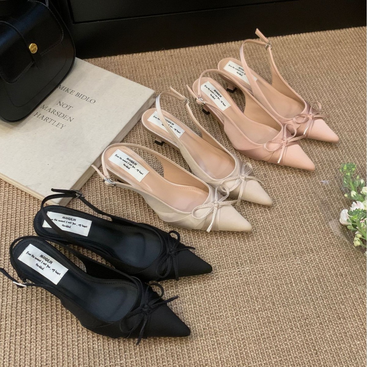 French Style Elegant Satin Hare High Heels Women's 2025 New Arrival Bow Pointed Stiletto Heel Socialite Style Toe Sandals