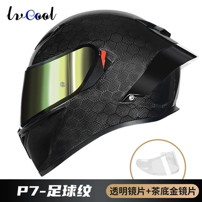 Motosiklet kaskı (dəbilqə), New National Standard Type a Helmet - carbon-fiber-football-pattern-with-lens-tea-base-gold-lens-m