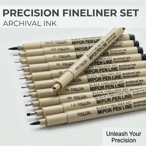 Cross-Border 12-Line Drawing Pen, Waterproof Art and Architectural Drawing Pen, Soft Tip Needle Pen for Outlining