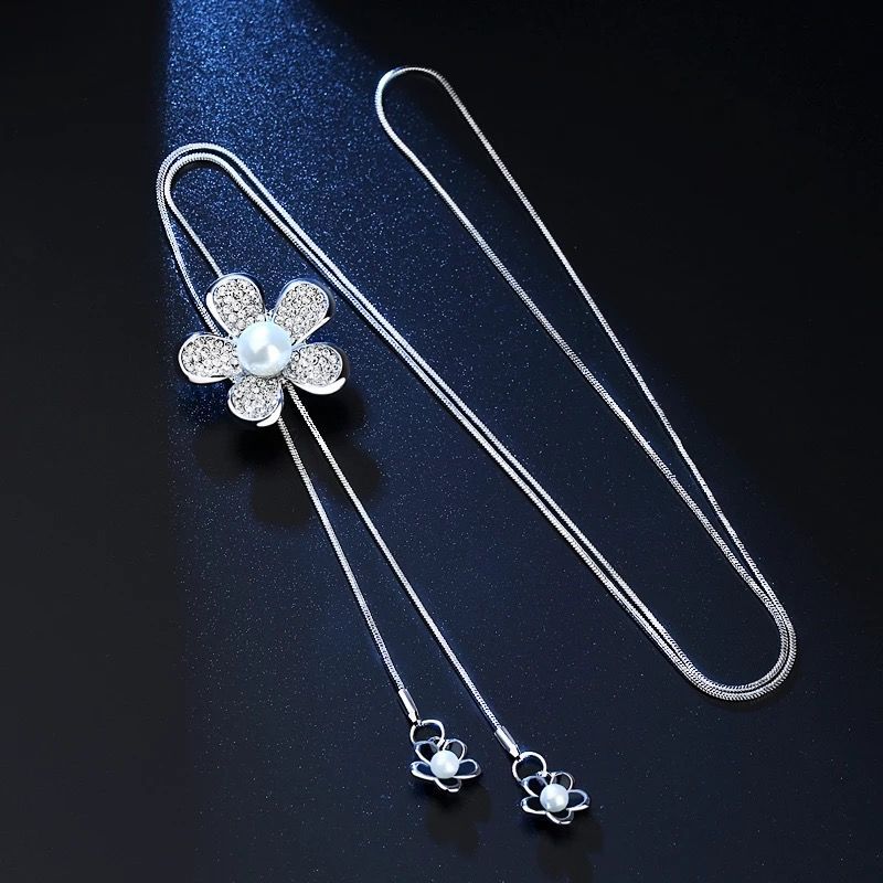 YR suéter cadena larga ropa de mujer accesorios colgantes de cadena de moda simple flor joyería collar decorativo