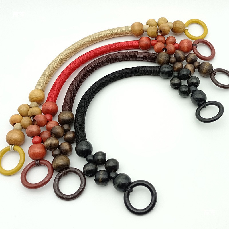 D-shaped bamboo handle, round wooden handbag hardware accessories, wrist strap, imitation bamboo, other wear-resistant materials