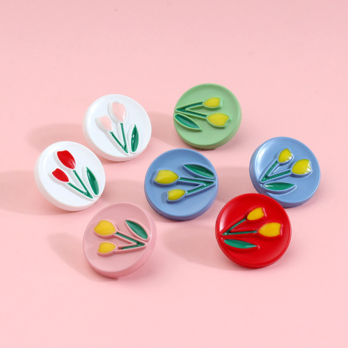 Children's baby button cardigan knitwear with small orchid flower button, high-end fashionable and colorful button style