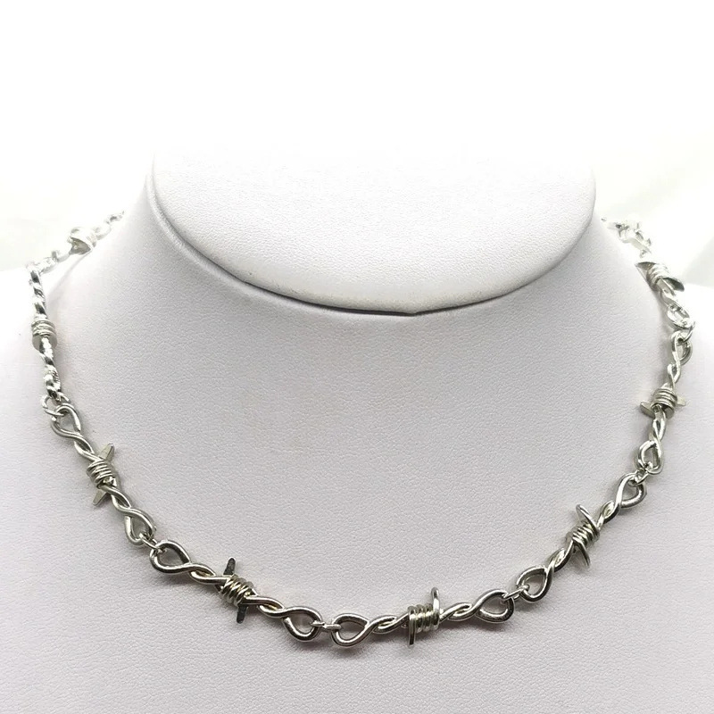 Fashion neutral necklace hip hop gothic punk style with barbed wire small thorn chain necklace wholesale Fashion neutral necklace hip hop gothic punk style with barbed wire small thorn chain necklace wholesale