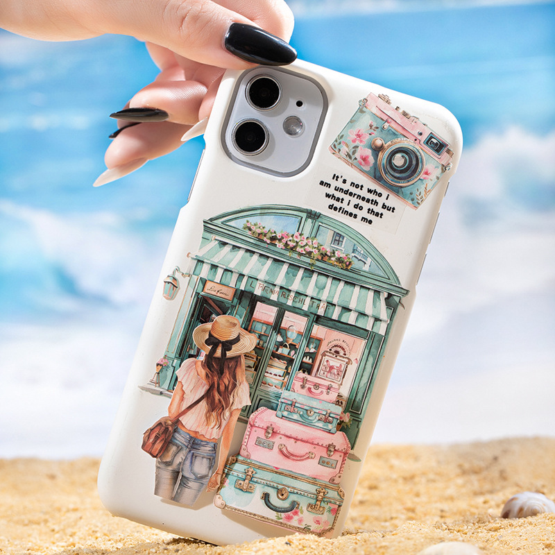 Hermoso día pegatina Viaje de verano Tema de viaje Pegatina de paisajismo Creativo bricolaje Decoración de paisajismo Collage