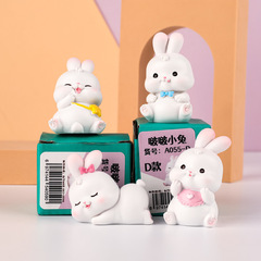 啵啵小兔汽車內裝飾品可愛小兔子迷你樹脂公仔擺件創意車載擺件