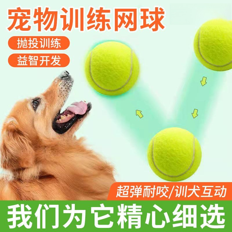网球狗狗玩具球耐咬磨牙解闷金毛泰迪弹力球耐咬磨牙网球宠物幼犬