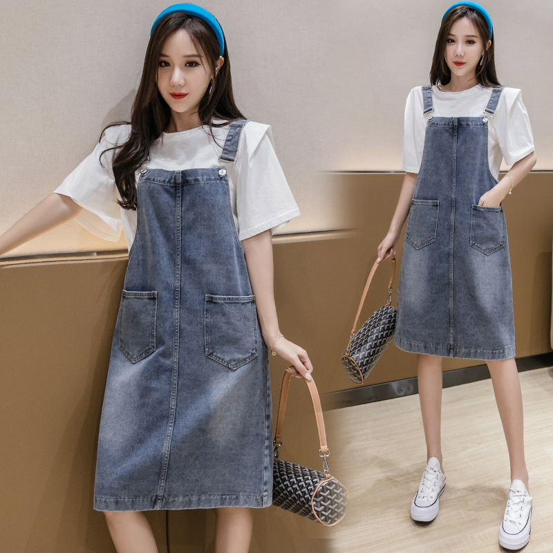 Demi-season fresh denim summer dress for students