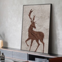 侘寂风玄关肌理画油画客厅背景墙黑白子母大象卧室装饰挂画墙画