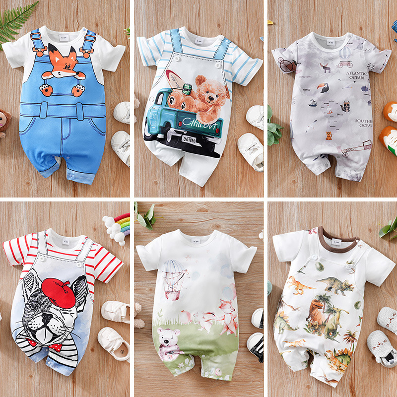2025 summer new baby and toddler jumpsuit A-class printed…